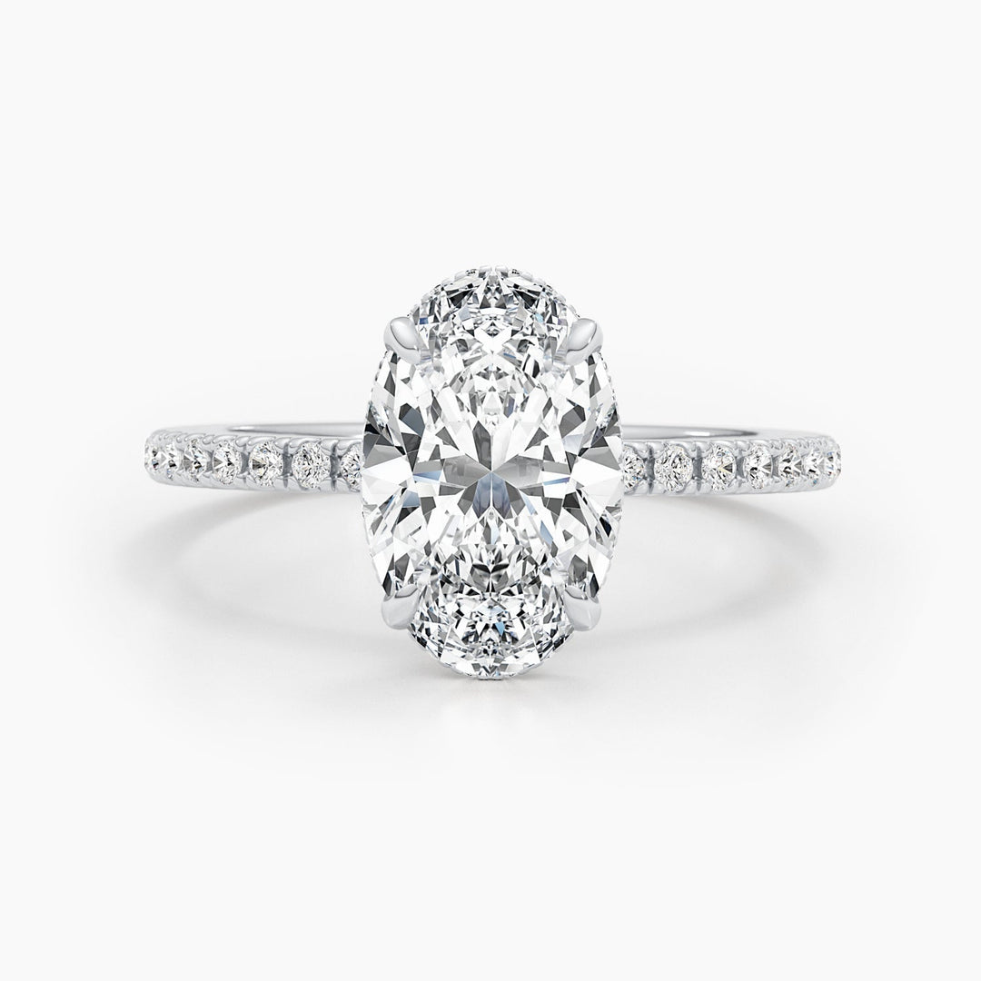 2.67CT oval pave lab grown diamond engagement ring for sale