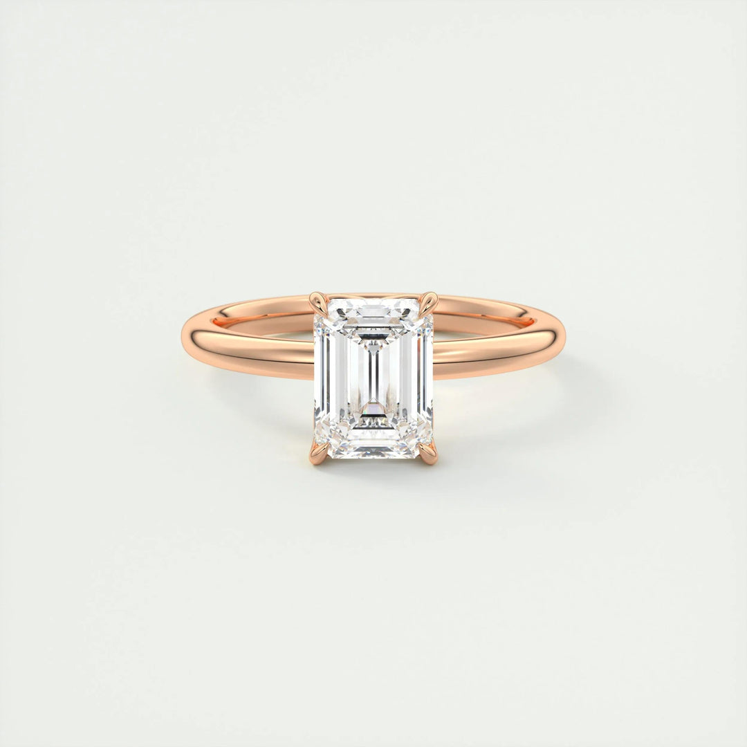 IGI certified emerald cut diamond in solitaire engagement ring setting