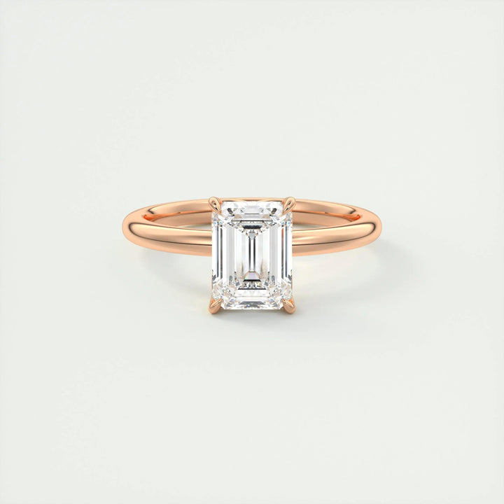 IGI certified emerald cut diamond in solitaire engagement ring setting
