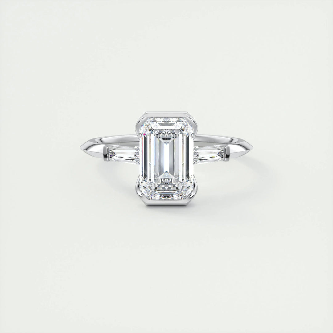 Discover emerald three stone lab grown diamond engagement ring online