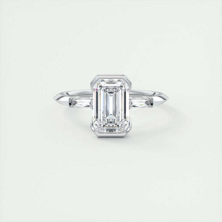Discover emerald three stone lab grown diamond engagement ring online