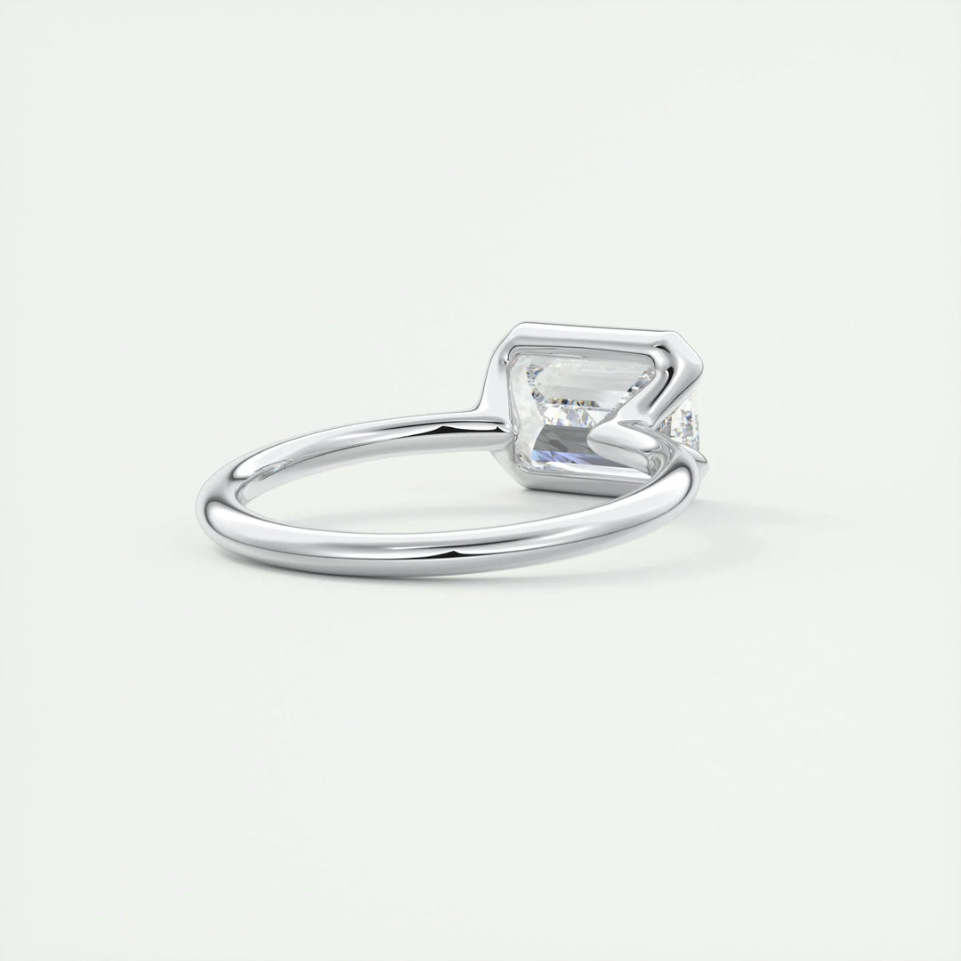 Emerald solitaire lab grown diamond ring in jewelry gift box