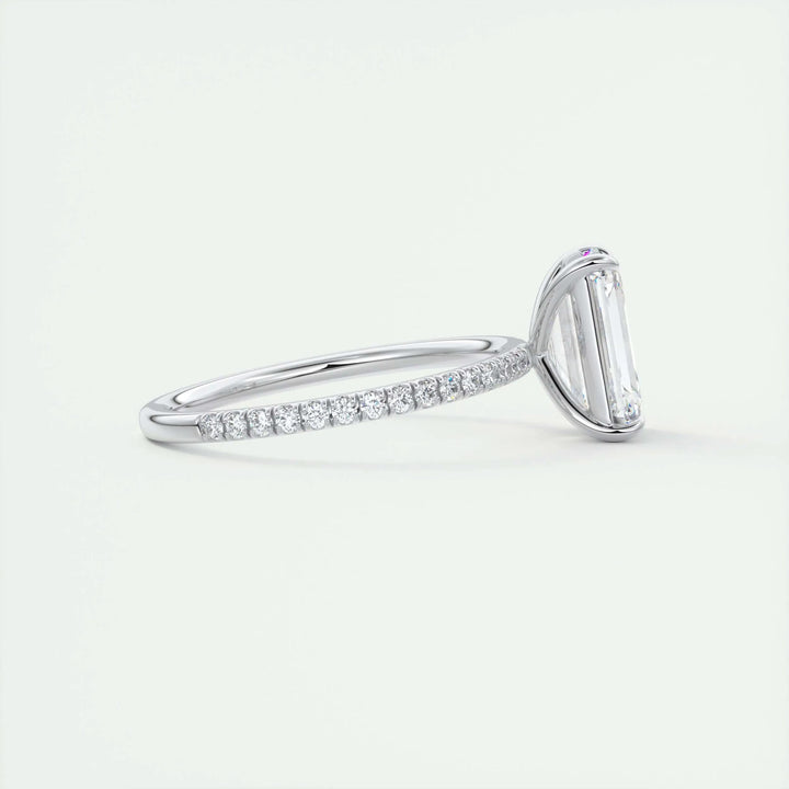 Emerald pave lab grown diamond ring in jewelry gift box