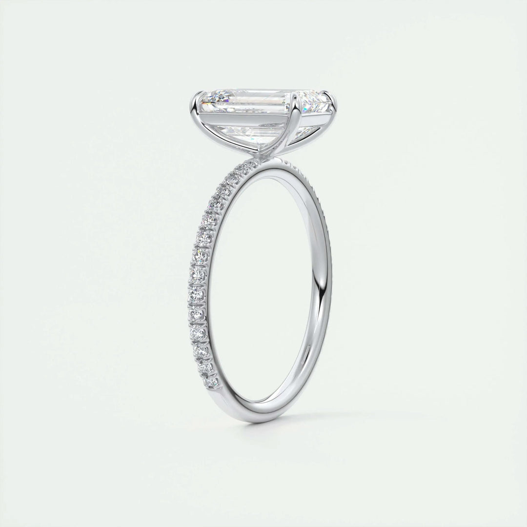 Classic emerald pave engagement ring crafted for everyday wear