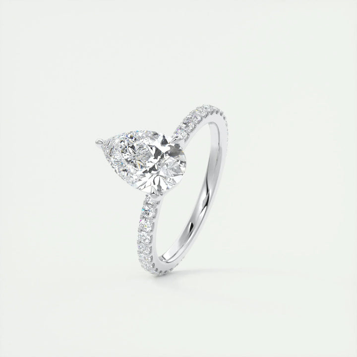 Classic pear pave engagement ring crafted for everyday wear