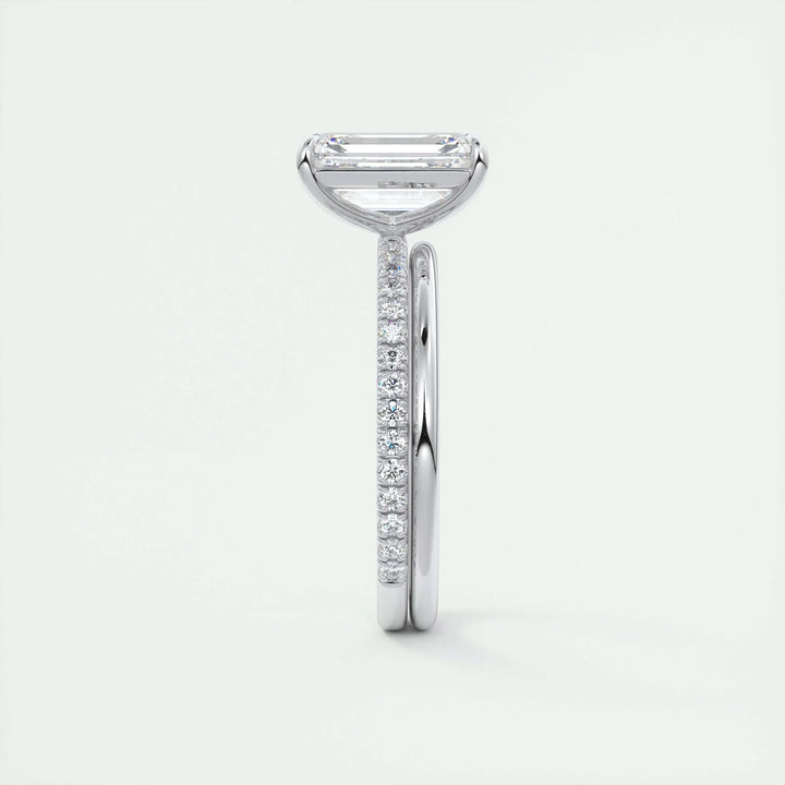 Premium emerald cut pave engagement ring crafted in solid gold