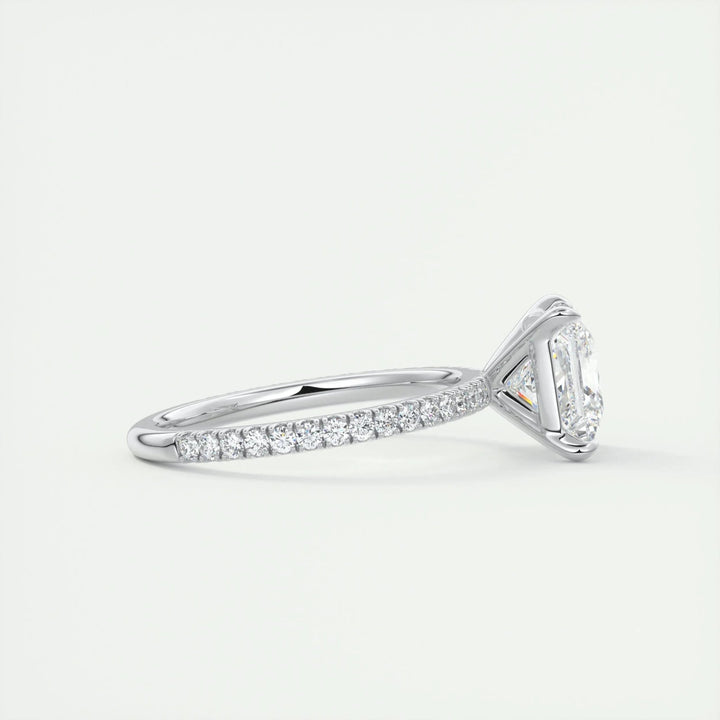 Princess pave engagement ring with IGI certificate and packaging