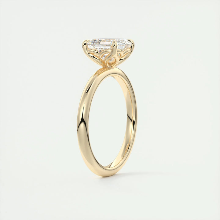 Asscher solitaire engagement ring with brilliant diamond sparkle