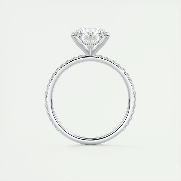 Round pave engagement ring finished in polished solid gold