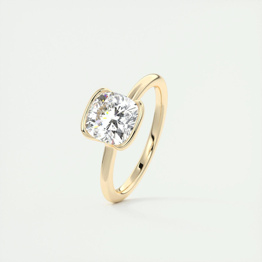 Cushion solitaire engagement ring with brilliant diamond sparkle