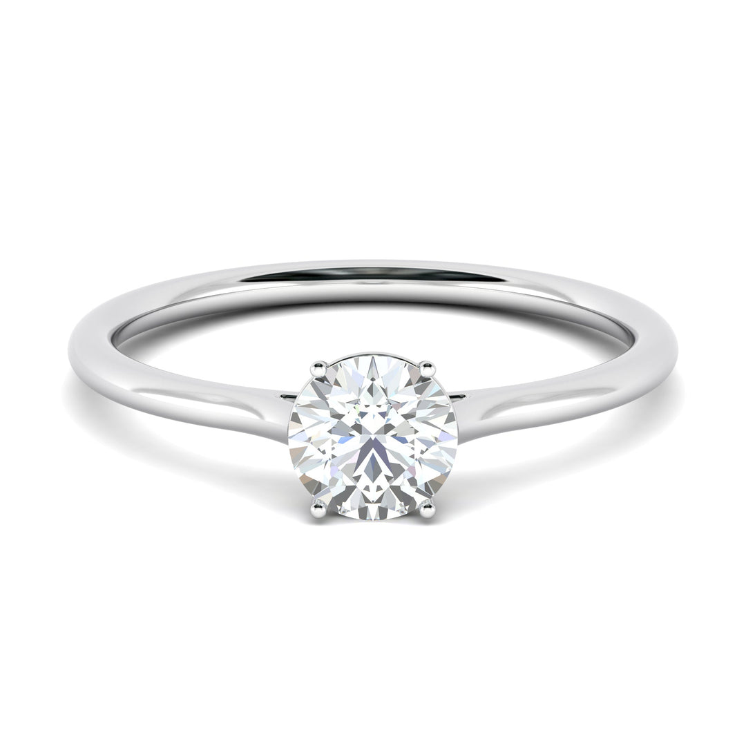 Round solitaire engagement ring with brilliant diamond sparkle