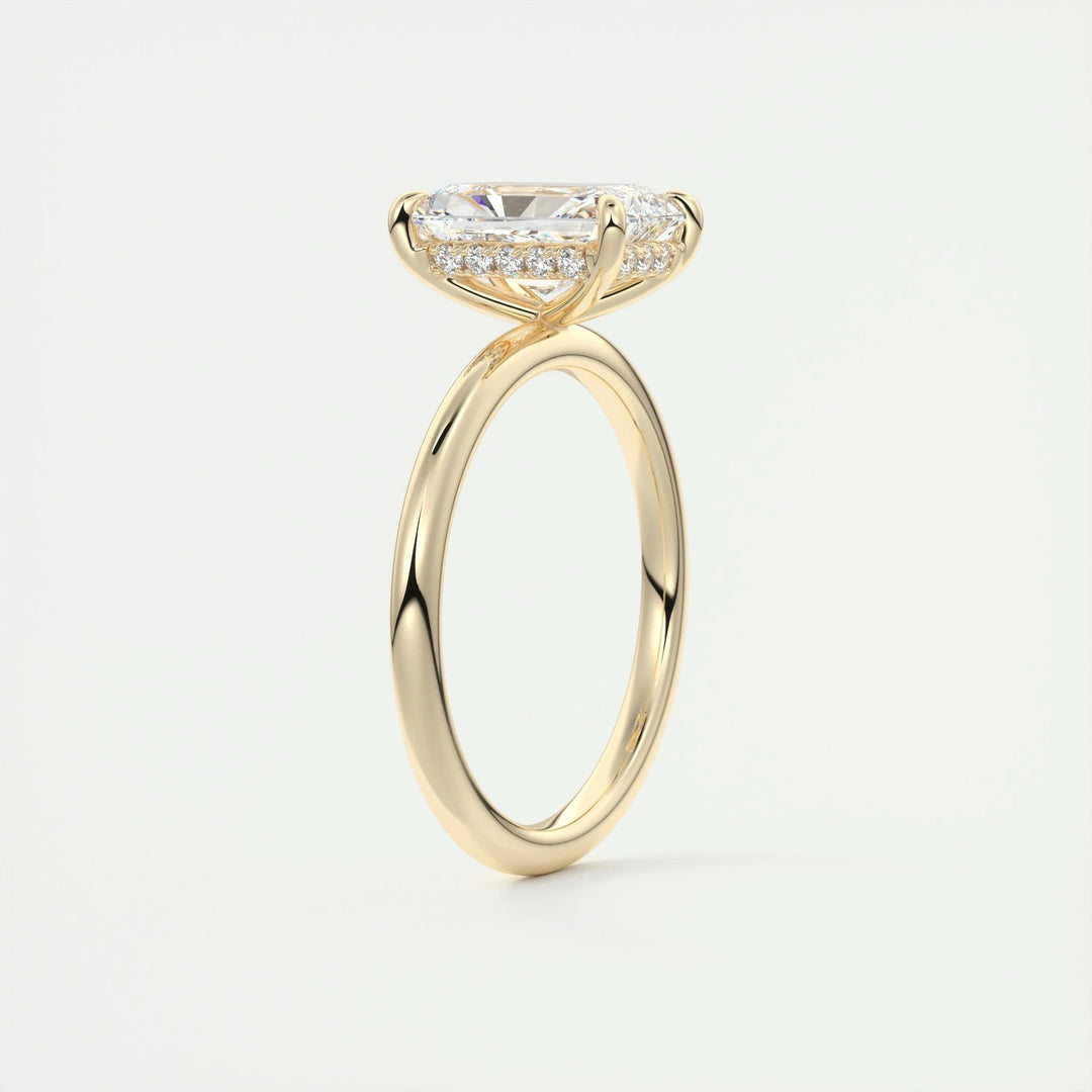 Shop the radiant cut hidden halo engagement ring collection online