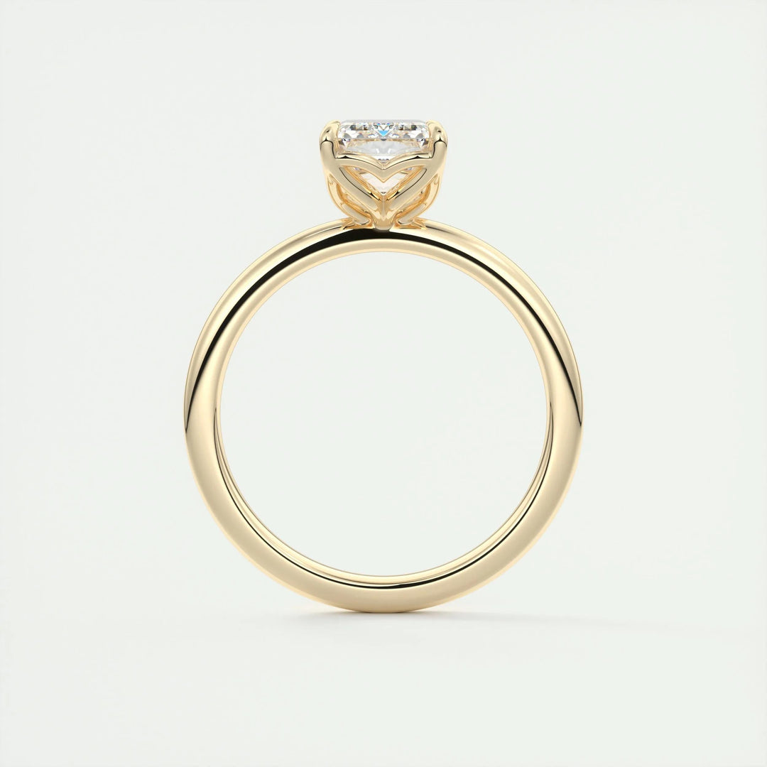 Emerald cut solitaire engagement ring with IGI certified center diamond