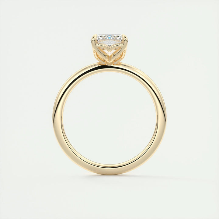 Emerald cut solitaire engagement ring with IGI certified center diamond