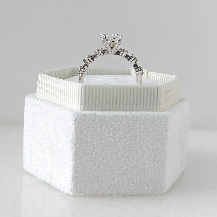 Premium oval cut pave engagement ring crafted in solid gold