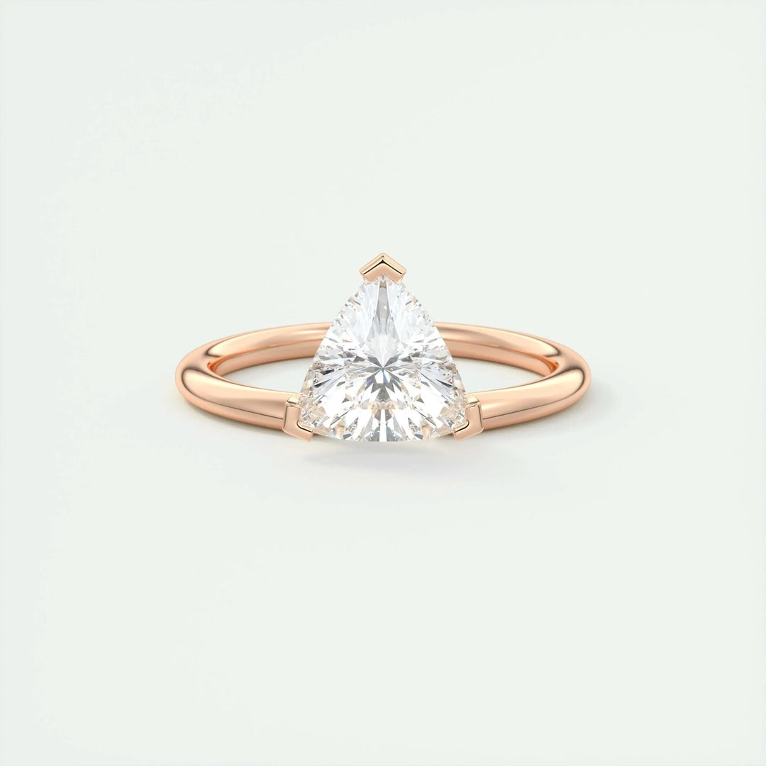 Premium trillion cut solitaire engagement ring crafted in solid gold
