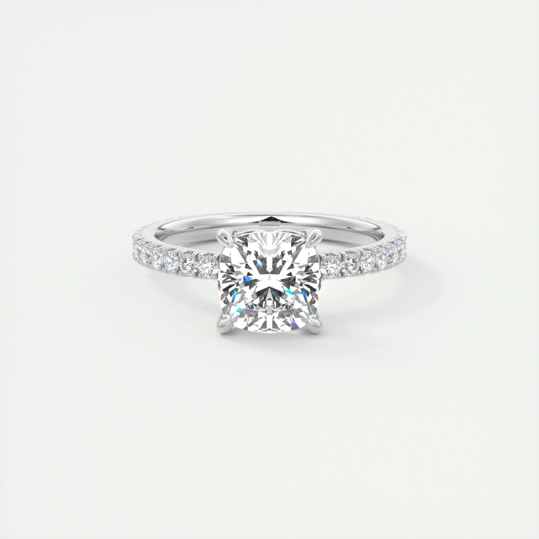Shop cushion cut pave lab grown diamond engagement ring online