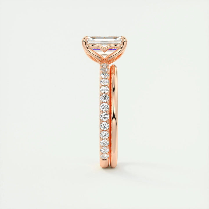 Emerald cut diamond ring worn on hand