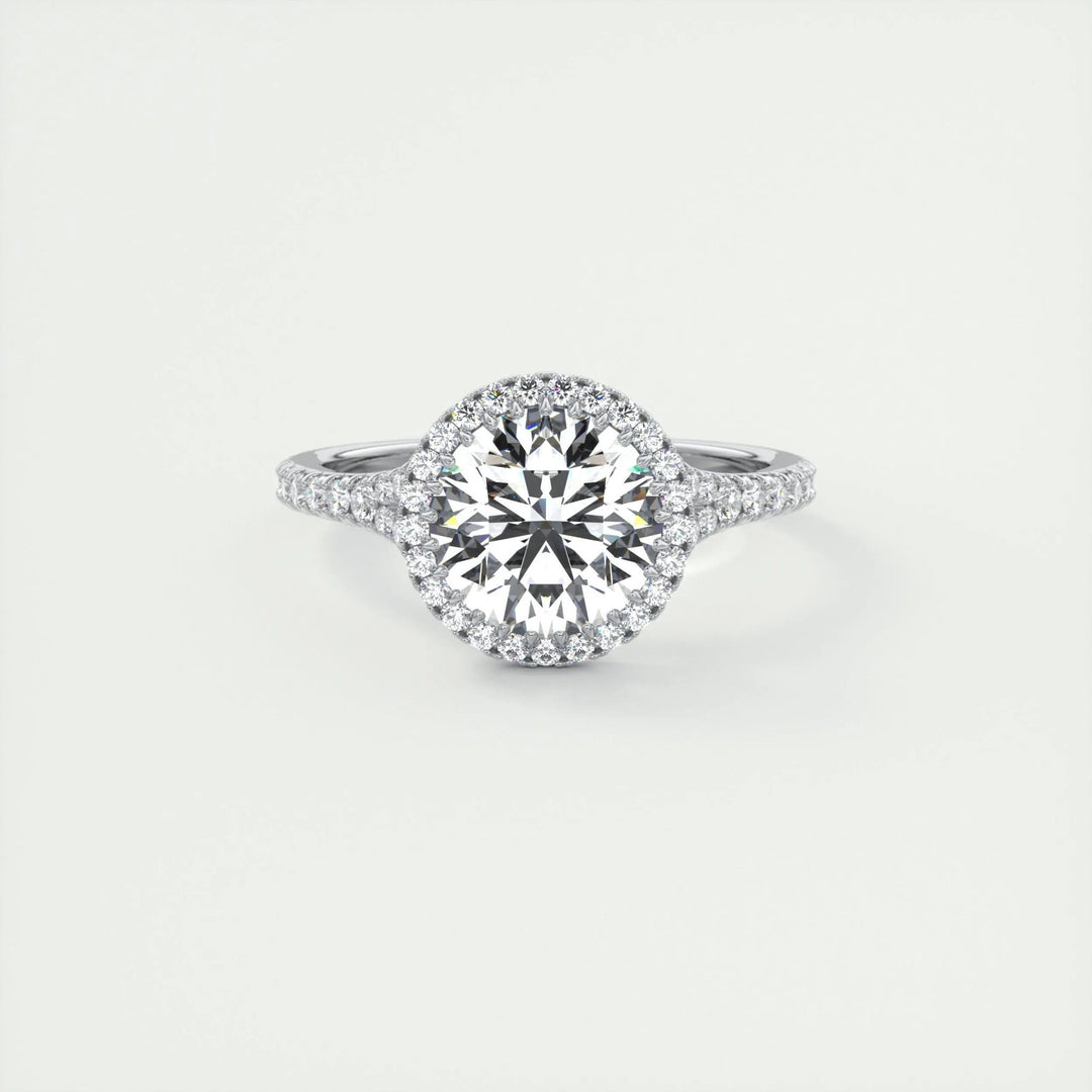 Discover round halo lab grown diamond engagement ring online