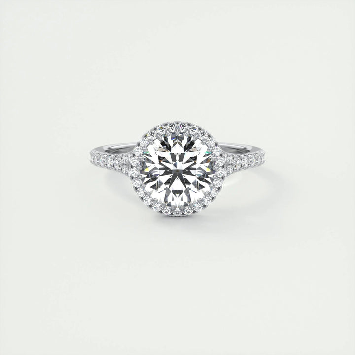 Discover round halo lab grown diamond engagement ring online