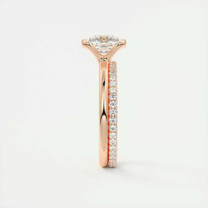 Side angle of cushion solitaire diamond engagement ring