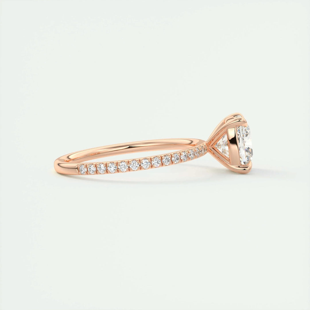 Cushion pave lab grown diamond ring in jewelry gift box