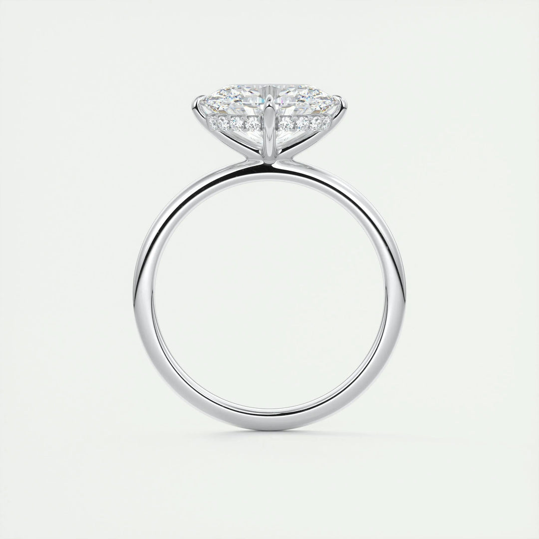 Oval hidden halo lab grown diamond ring in jewelry gift box