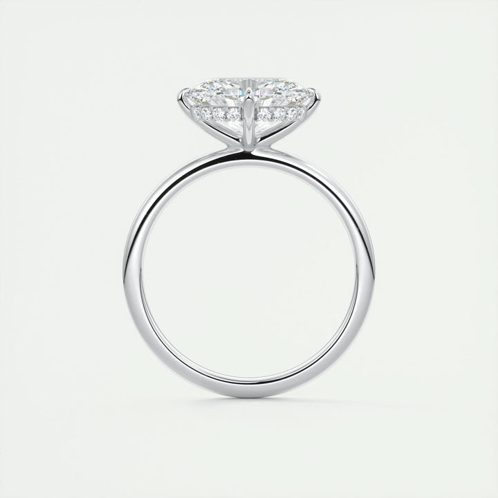 Oval hidden halo lab grown diamond ring in jewelry gift box