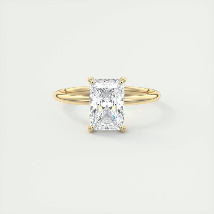 Radiant hidden halo ring set with an IGI graded diamond