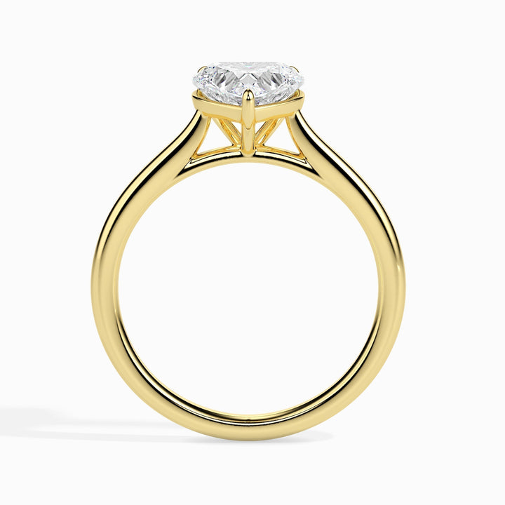 Side angle of heart solitaire diamond engagement ring