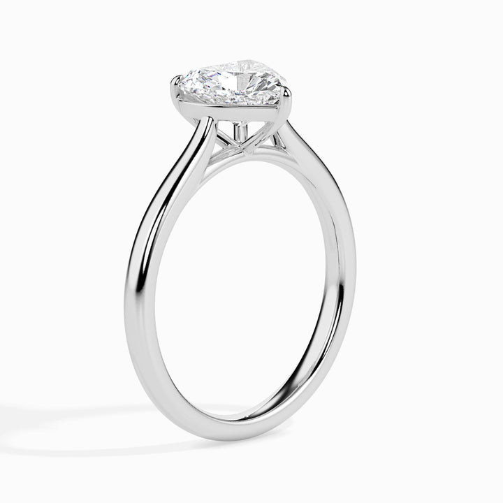 Macro shot of heart cut diamond facets in solitaire ring setting