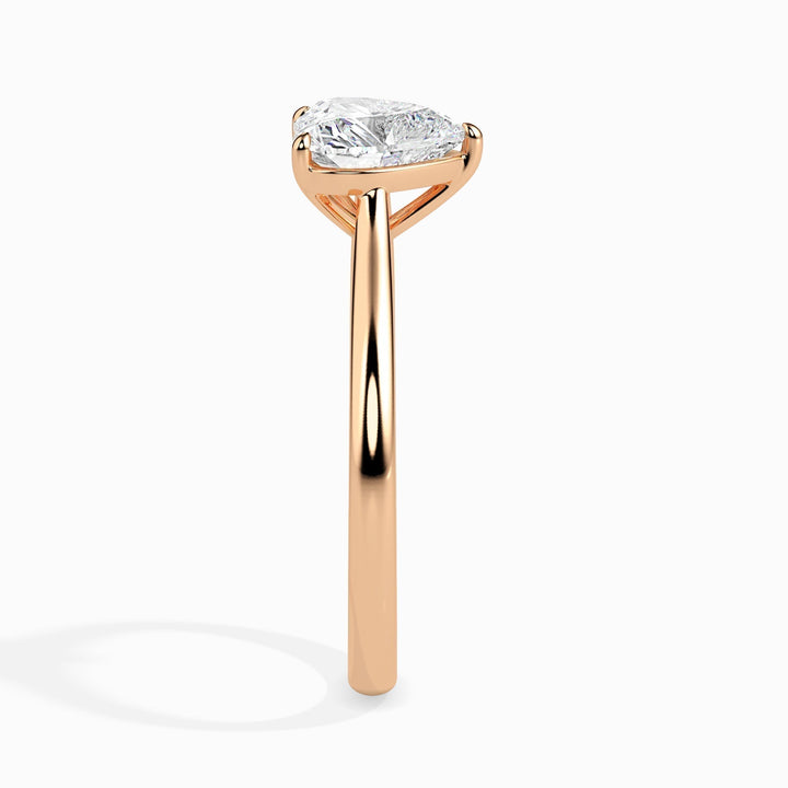 Heart solitaire engagement ring viewed from the side