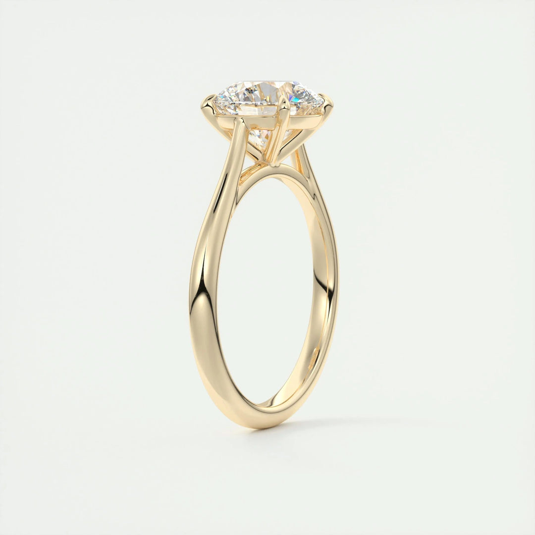 Round solitaire engagement ring with brilliant diamond sparkle
