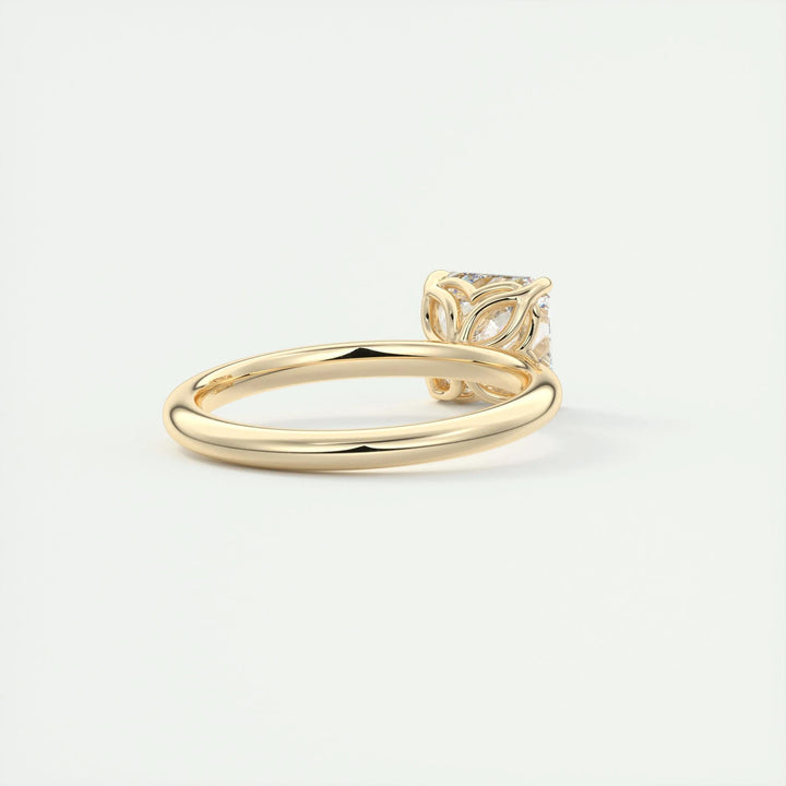 Asscher solitaire engagement ring viewed from the side