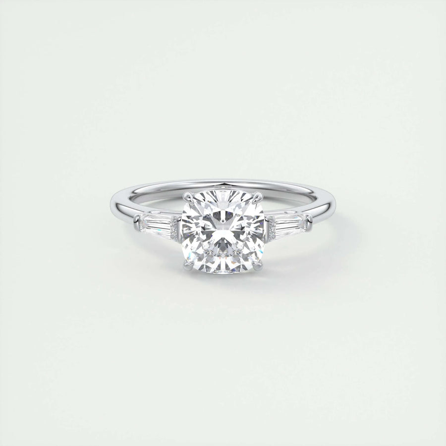 2CT cushion cut three stone engagement ring available to buy now