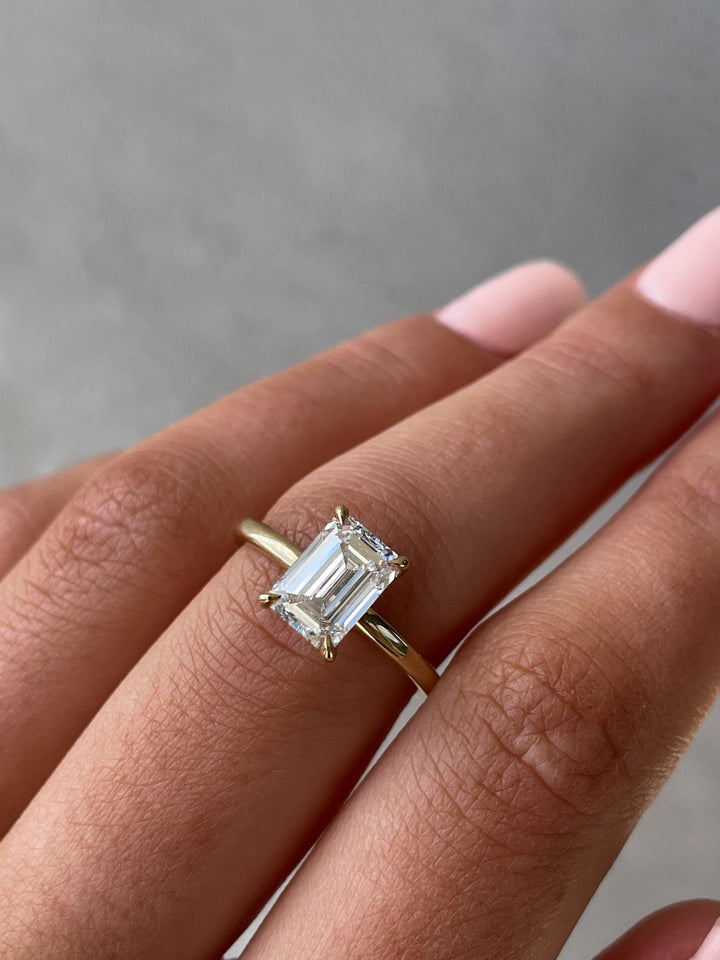 Discover emerald hidden halo lab grown diamond engagement ring online