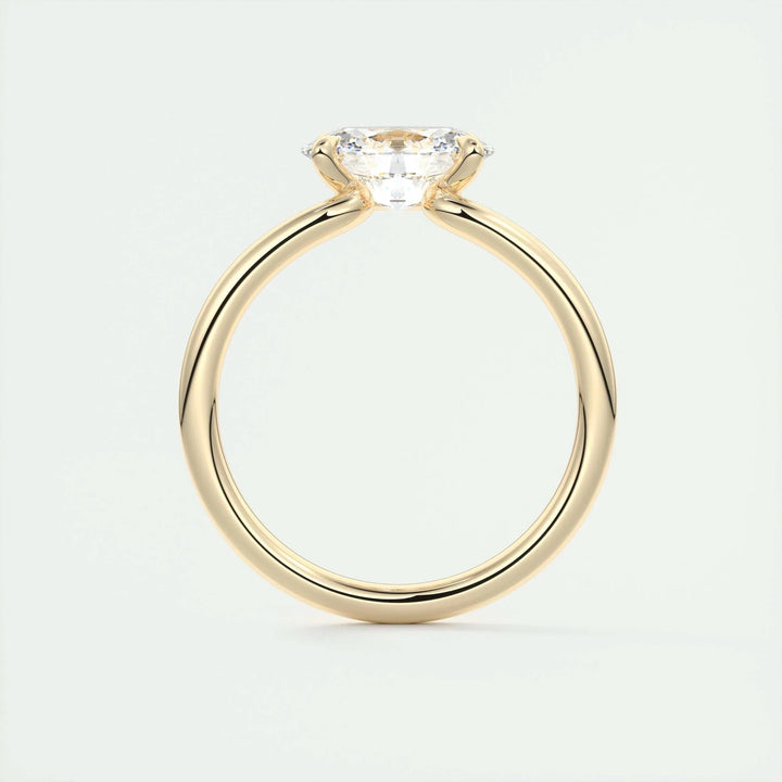 Detailed close-up of oval east west diamond engagement ring