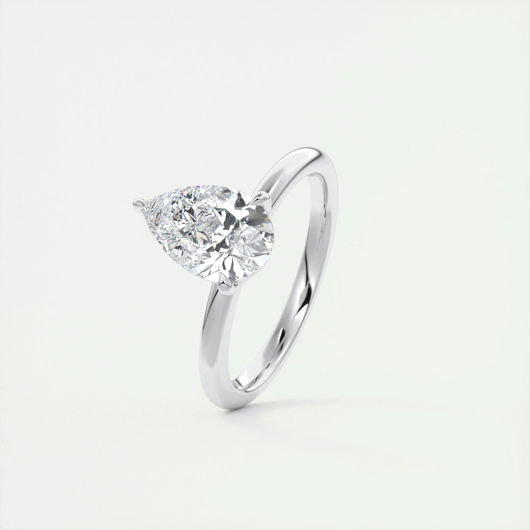 Pear solitaire engagement ring with brilliant diamond sparkle