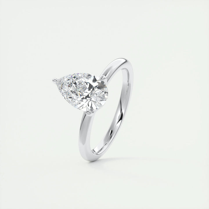 Pear solitaire engagement ring with brilliant diamond sparkle