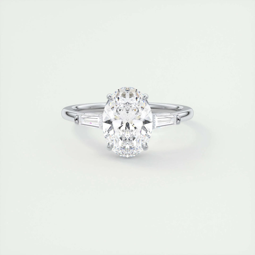 2CT oval three stone lab grown diamond engagement ring for sale