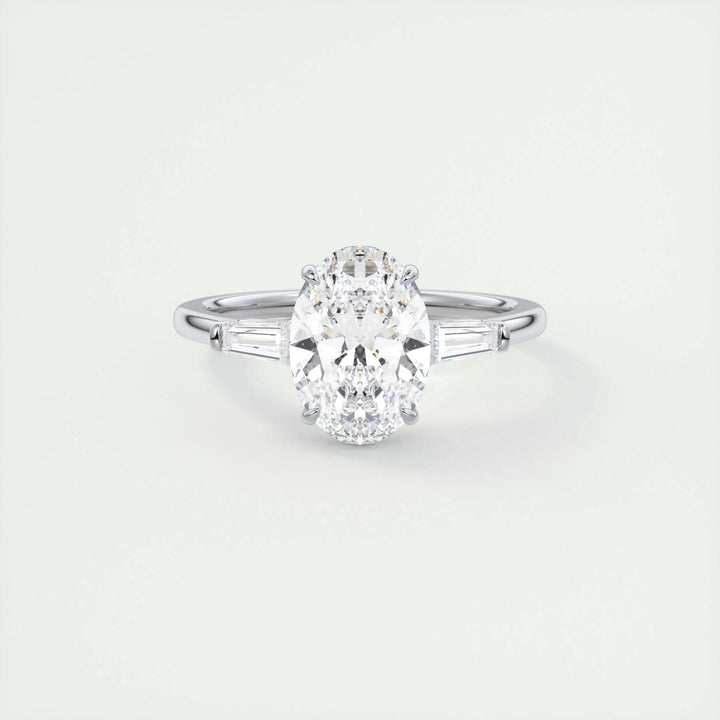 2CT oval three stone lab grown diamond engagement ring for sale