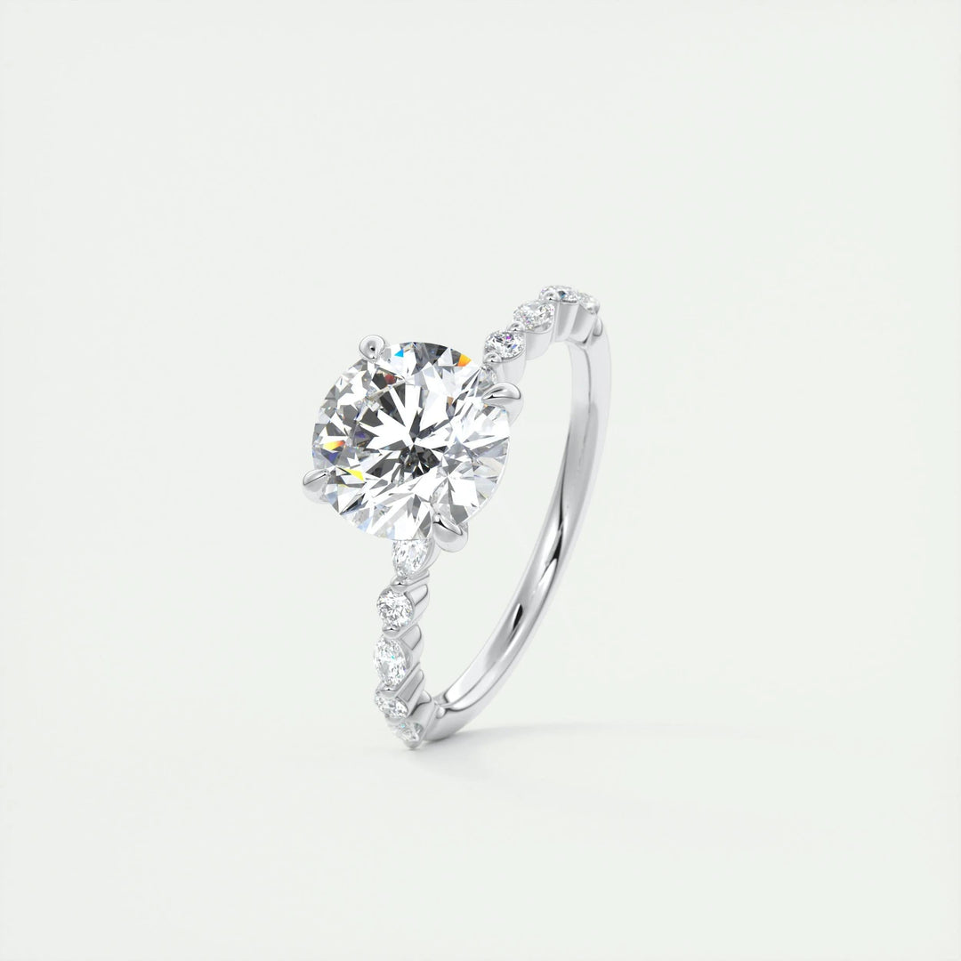 Round cut engagement ring shown with authenticity certificate