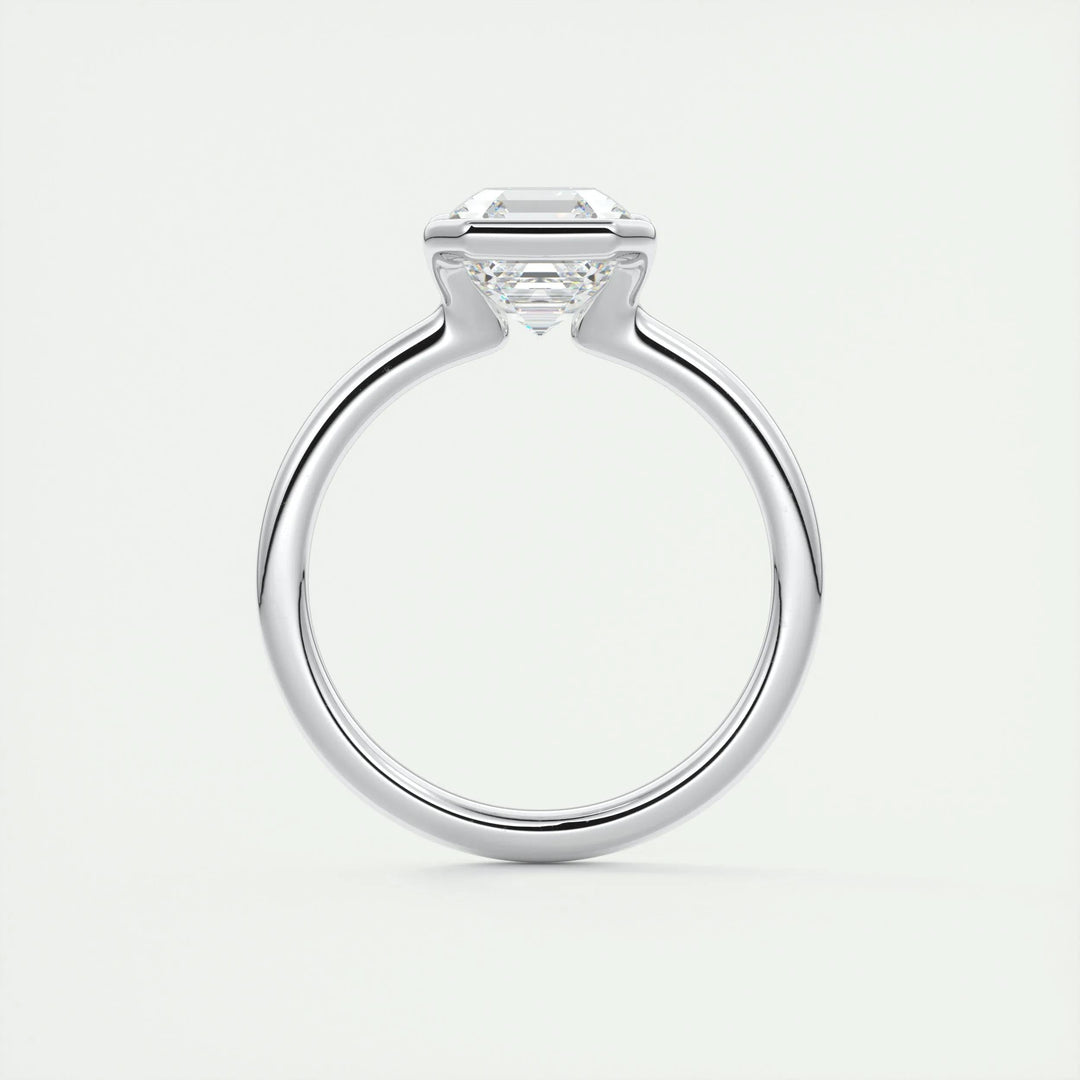 Side angle of asscher solitaire diamond engagement ring