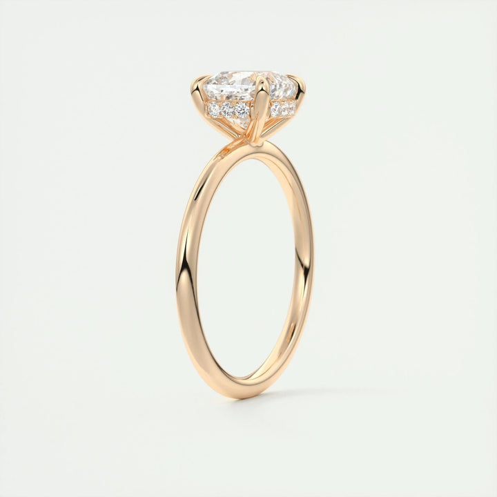 Cushion hidden halo engagement ring with certified lab grown diamond