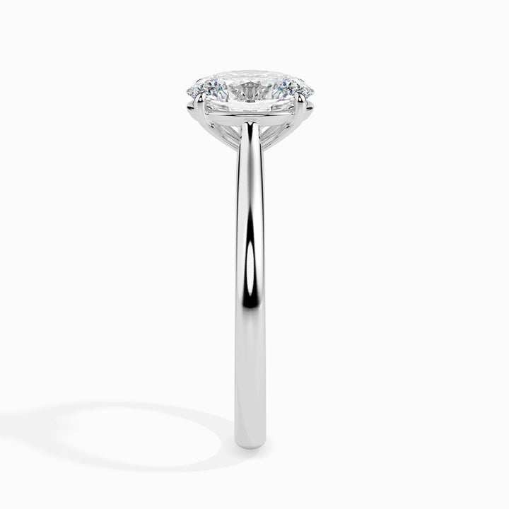 Oval solitaire engagement ring close-up showing high clarity diamond clarity