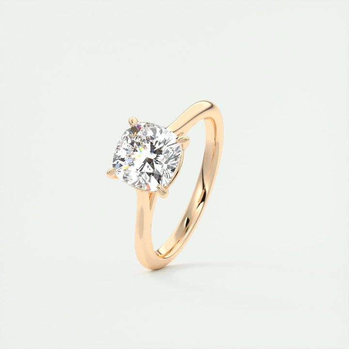 Cushion solitaire engagement ring with IGI certificate and packaging