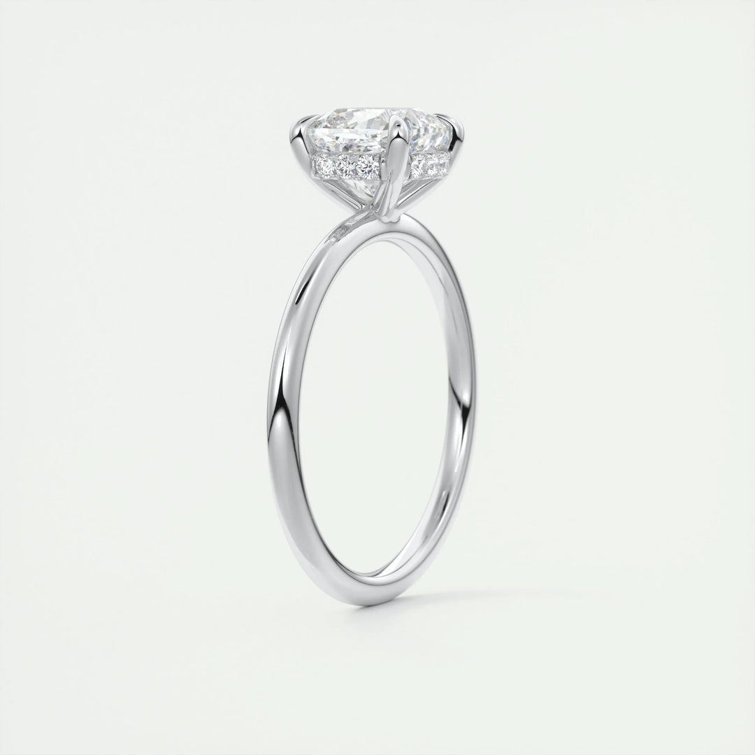 Cushion hidden halo engagement ring with brilliant diamond sparkle