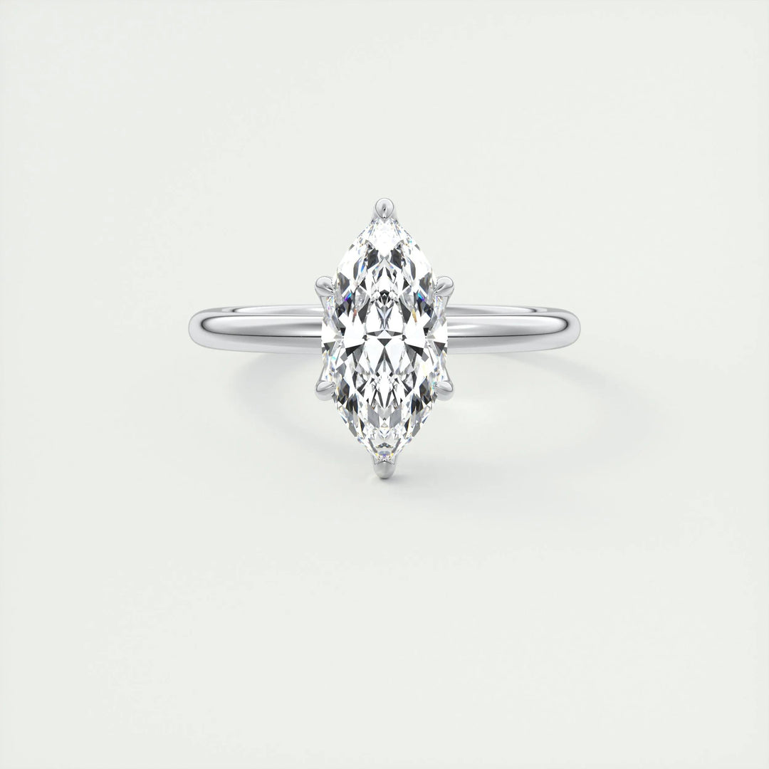 Marquise solitaire engagement ring with brilliant diamond sparkle
