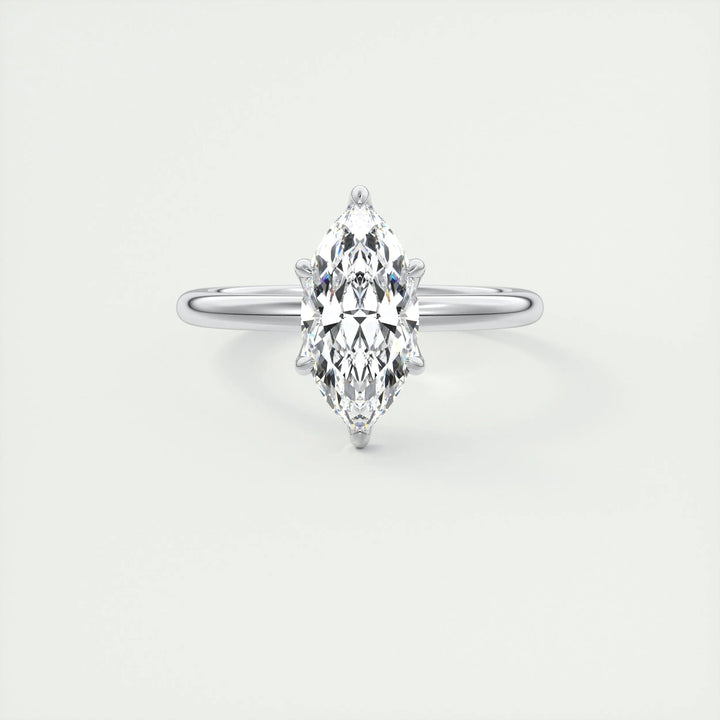 Marquise solitaire engagement ring with brilliant diamond sparkle