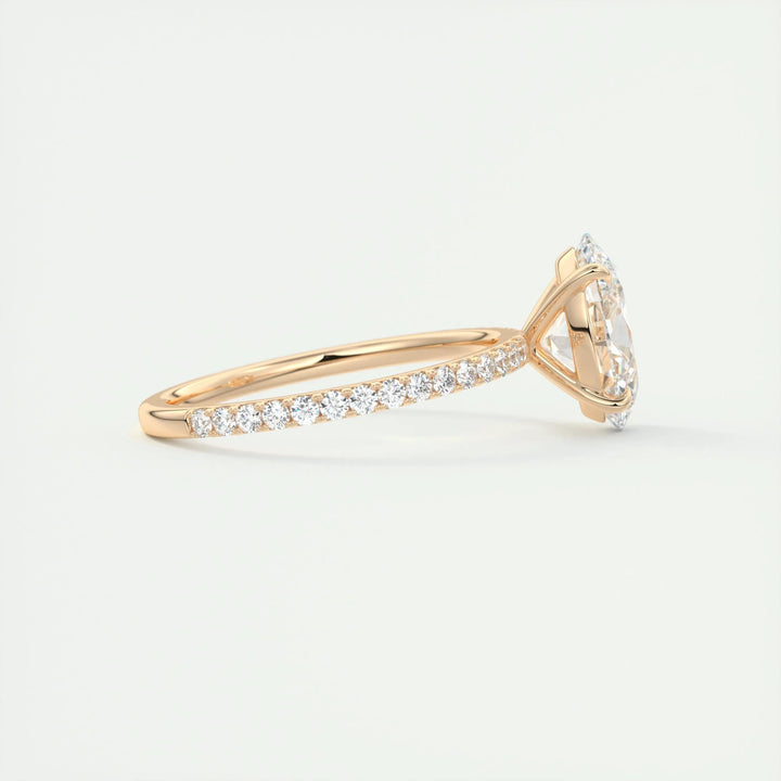 IGI certified oval cut diamond in pave engagement ring setting